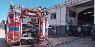 Principio de incendio en un taller de Verificación de tubos de Gnc