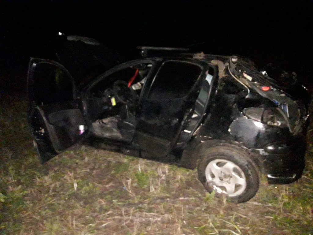 Ubajay: Un auto despisto y volcó en la Autovía Artigas