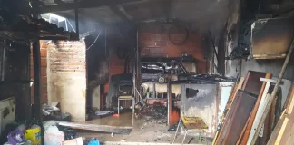 Incendio en una vivienda y una persona mayor sufrió quemaduras