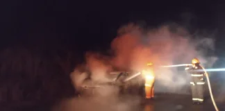 Colón – Un auto se incendio en ruta 38 km 20