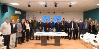 Cresto, Martin Oliva y José Lauritto compartieron agenda de obras y gestión con funcionarios y dirigentes locales