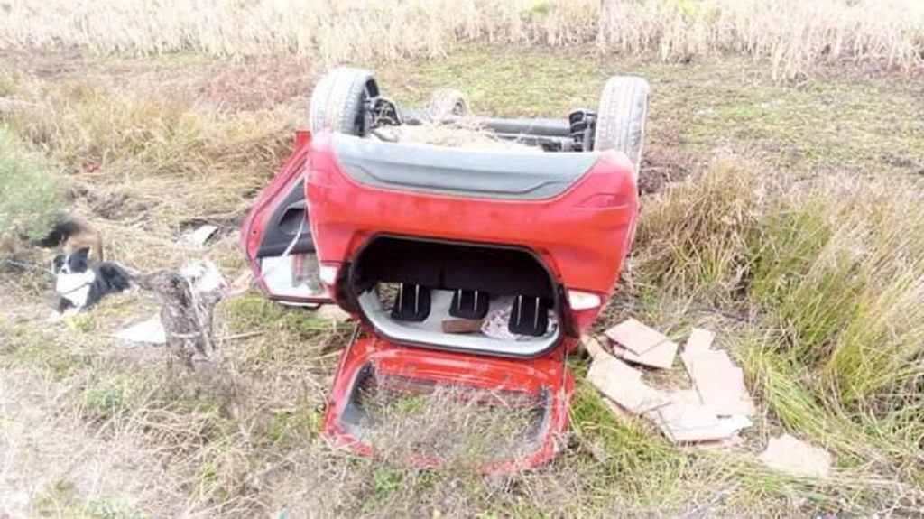 Un vehículo volcó en la autovía con dos ocupantes y 2 perros