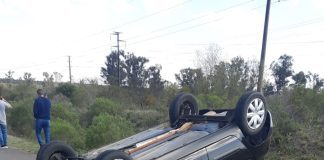 El mal estado de la Autovía provocó el vuelco de un automóvil