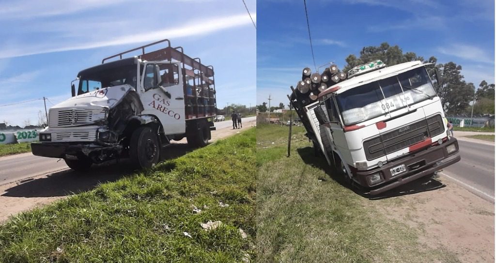 Chocaron dos camiones en el tránsito pesado