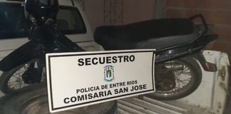 Recuperaron en San José una moto robada en 2010 en Concepción del Uruguay