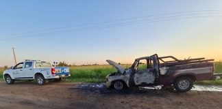 Villa Elisa: Se incendió una camioneta en ruta provincial 23