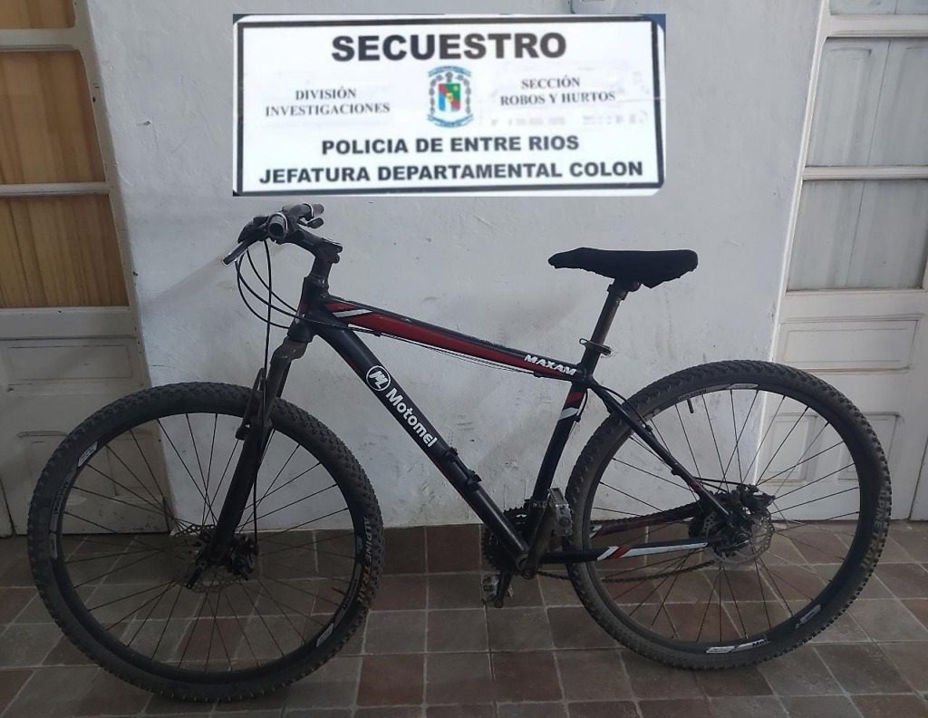 Recuperan en Colón una bicicleta robada en Concepción del Uruguay