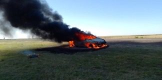 Se incendio un vehículo en ruta 12 km 188