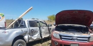 Violento choque entre dos camionetas, uno de sus conductores esta en estado reservado