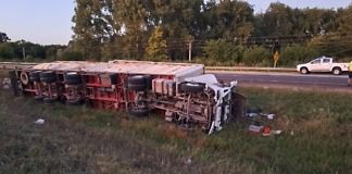 Volcó un camión cargado de aves en la Autovía