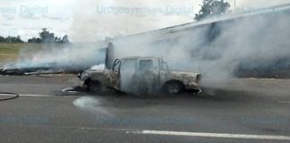Autovía: Una camioneta de la Policía Federal Argentina se incendio en el Puesto caminero Gualeguaychú
