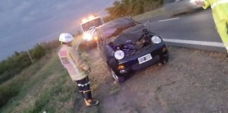 Despiste y vuelco en Ruta Nacional 12
