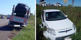 Autovía: Un auto despistó, volvió a la ruta y choca contra un camión mosquito, dos internados