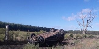 Conductor perdió el control y volcó en un camino vecinal