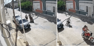 Motochorras le arrebataron la cartera a una mujer en bicicleta, haciéndola caer al piso