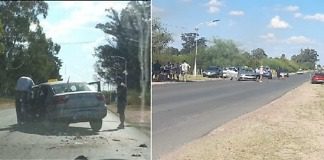 Ingreso a Concepción: Un auto reventó un neumático se cruzo de carril y chocó de frente con un Remis