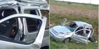 Bomberos de Ceibas debieron rescatar a dos personas en vuelco en la Autovía