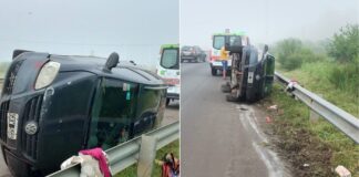 Una familia sufrió un vuelco en la Autovía Artigas