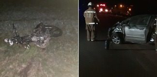 Colón: Choque entre una moto y un auto en Ruta 135, hay dos lesionados graves