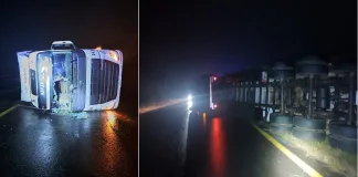 Autovía Artigas: Un camionero se durmió y volcó
