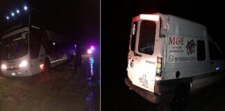 Choque entre un micro y un vehículo en la Autovía