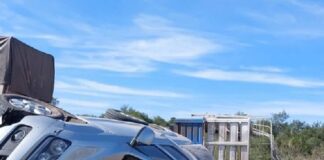 Una camioneta despistó y volcó en una ruta Provincial