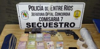 Concordia: Detenidos y secuestros de estupefacientes y armas en cinco allanamientos