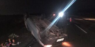 Choque y vuelco sobre Ruta 136