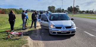 Un ciclista resultó con lesiones leves en un accidente ocurrido sobre ruta 135