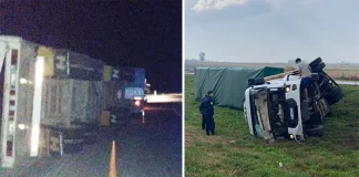 Dos camiones volcaron durante el día jueves en la Autovía Nacional 18