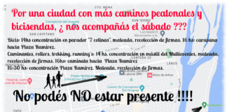Este sábado se realizara la juntada de firmas del grupo autoconvocados por las sendas y bicisendas