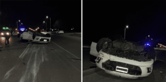 Ruta 18: Despiste y vuelco en el acceso a Villaguay, solo lesiones leves