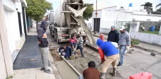 Se realizaron varios bacheos en calles céntricas de la ciudad
