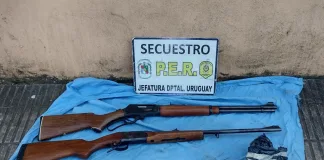 La policía demoró a dos personas que poseían armas de fuego en un vehículo