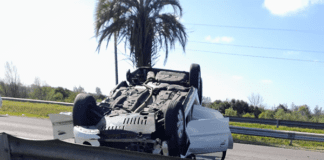 Despiste y vuelco en la autovía Artigas