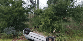 Ruta 39: Despiste y vuelco frente a SADEPAN con una persona lesionada