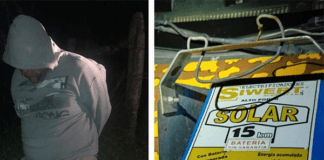 Detienen a una persona robando un electrifocador y una pantalla solar