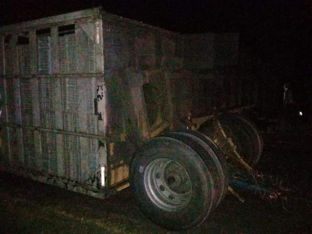 Herrera: Un camión pollero con acoplado volcó en ruta 39