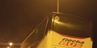 Principio de incendio en un colectivo de larga distancia en la Autovía Artigas