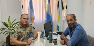 El intendente de Gilbert Mario Lacoste se reunió con el jefe de Brigada Gualeguaychú Crio. Graciani Cristhian