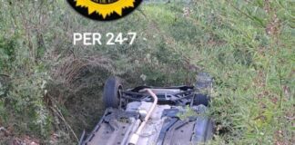 Una camioneta volcó en la Autovía