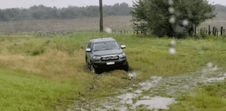 Por las inclemencias del tiempo una camioneta despistó en la Autovía Artigas