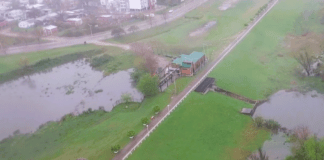 Intensa lluvia en Concepción del Uruguay: Las bombas de la defensa sur están en funcionamiento