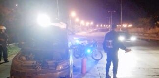 Una pareja uruguayense sufrió un incendio de su vehículo en la Autovía Artigas