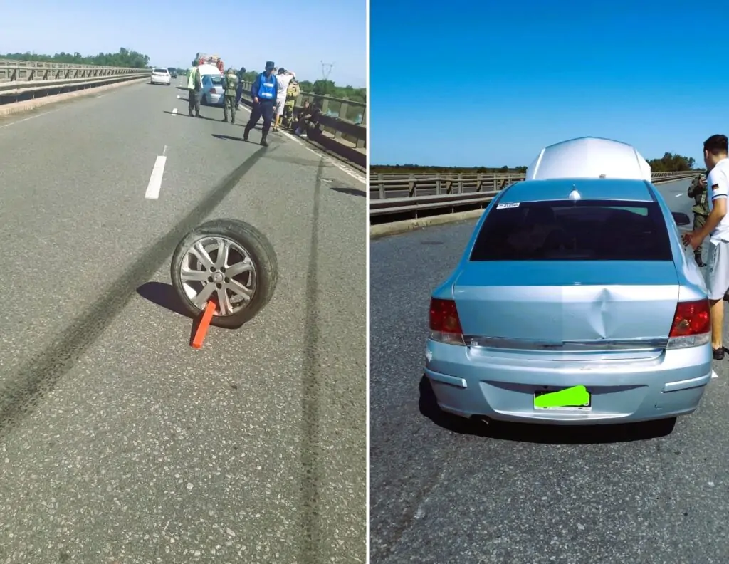 Un auto perdió la rueda y chocó contra el guardarraíl en Ruta 12