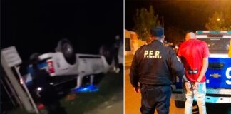 │Video│Volcó un patrullero durante una persecución a delincuentes que robaron una moto en Paraná