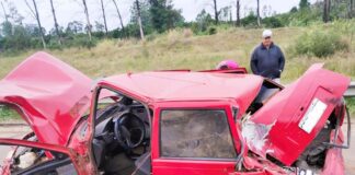 Fuerte colisión entre un camión y un automóvil en la Autovía Gervasio Artigas