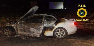 Se incendió un vehículo en Ruta 135