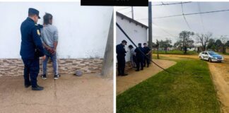 Un hombre fue sorprendido cortando cables con una sierra