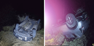 Despiste y vuelco de una camioneta en la ruta 45: Dos heridos leves